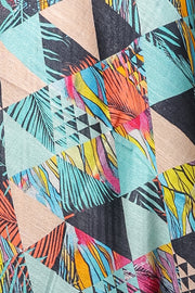 Aqua Slub Dupatta with Vibrant Geometric Digital Print for Contemporary Ethnic Style